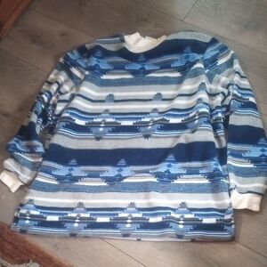 Blair Womens Multicolor Striped T Neck Sweater